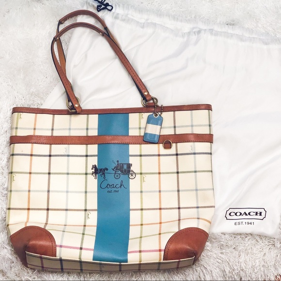 Coach Handbags - Coach Peyton Collection Plaid Tote Bag